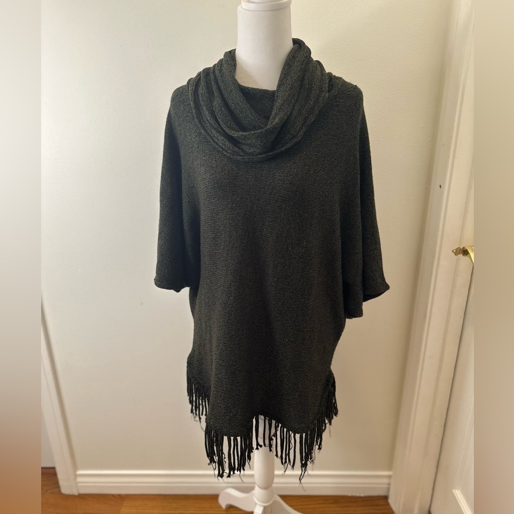NY Collection Women's Fringe Pullover Dolman Sleeve Sweater Size L